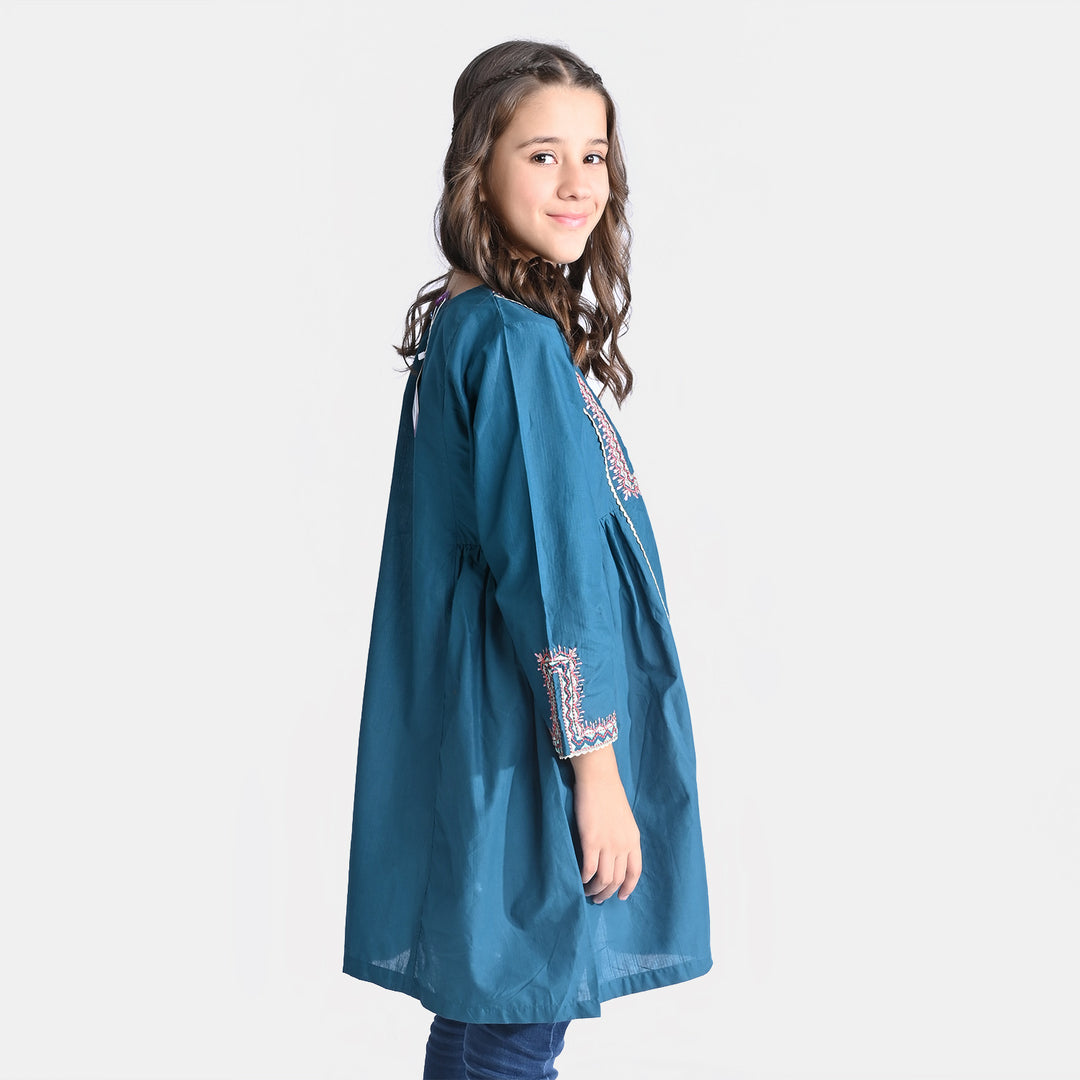 Girls Cotton Slub EMB Kurti Naqsh-Ceramic