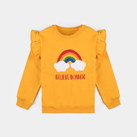 Infants Girls Cotton Terry Sweatshirt Believe In Magic-Citrus