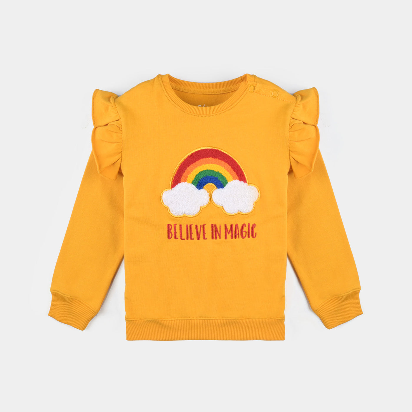 Infants Girls Cotton Terry Sweatshirt Believe In Magic-Citrus