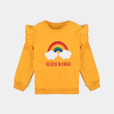 Infants Girls Cotton Terry Sweatshirt Believe In Magic-Citrus