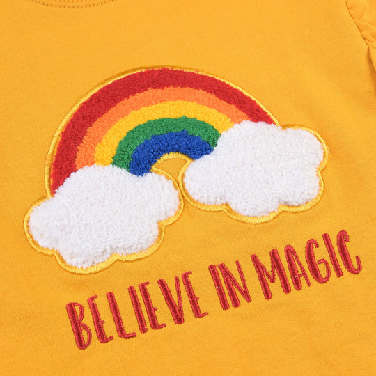 Infants Girls Cotton Terry Sweatshirt Believe In Magic-Citrus