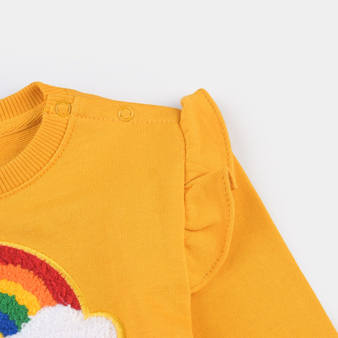 Infants Girls Cotton Terry Sweatshirt Believe In Magic-Citrus