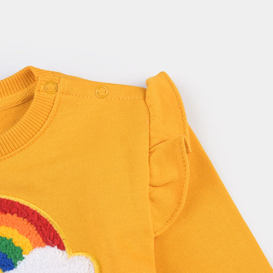 Infants Girls Cotton Terry Sweatshirt Believe In Magic-Citrus