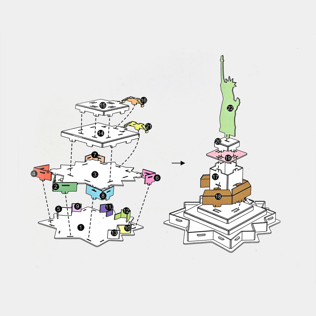 DIY 3D Puzzle Statue of Liberty 22 Pcs Set