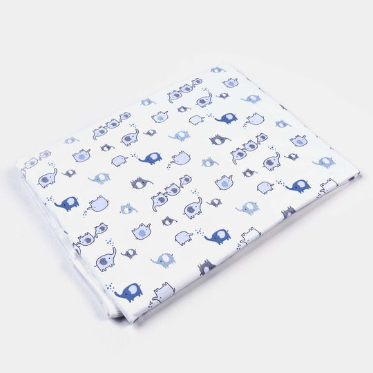 Infant Cotton Interlock Character Wrapping Sheet | Elephants-White