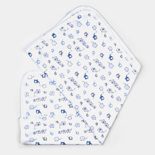 Infant Cotton Interlock Character Wrapping Sheet | Elephants-White