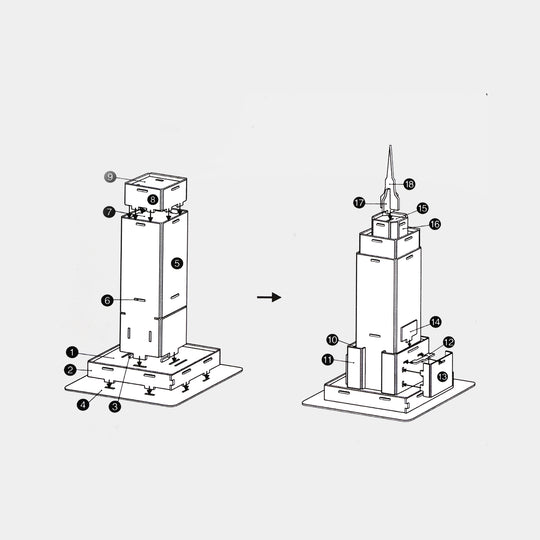 DIY 3D Puzzle Empire State Building 24 Pcs Set