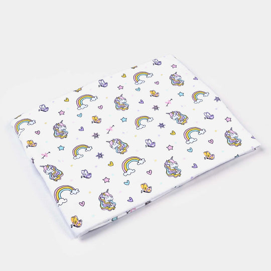 Infant Cotton Interlock Character Wrapping Sheet | White