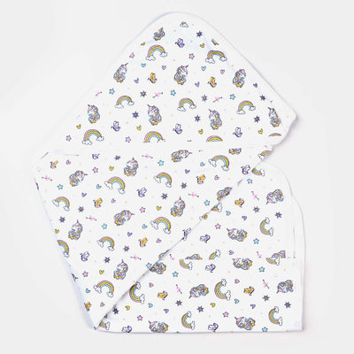 Infant Cotton Interlock Character Wrapping Sheet | White