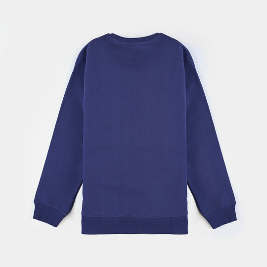 Girls Cotton Terry Sweatshirt I Adore You-Navy Blue