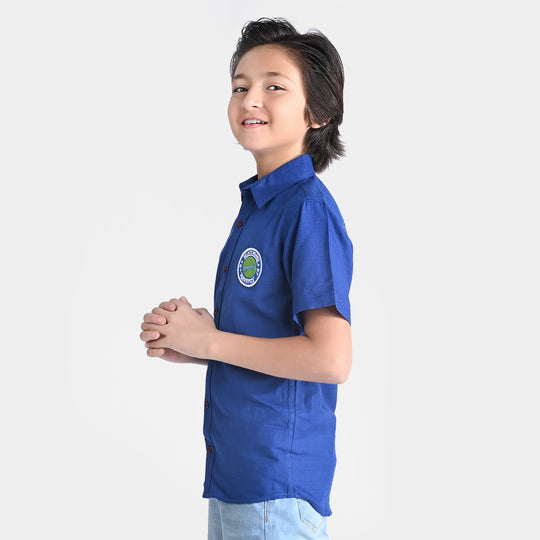 Boys Cotton Slub Casual Shirt (SKATE BOARD)-NAVY