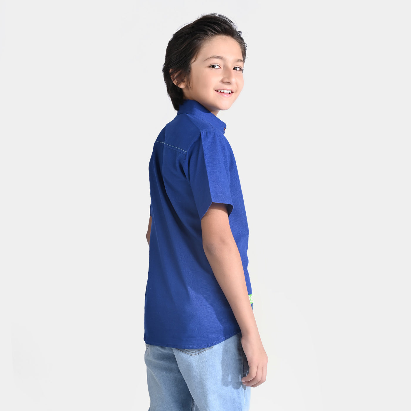 Boys Cotton Slub Casual Shirt (SKATE BOARD)-NAVY