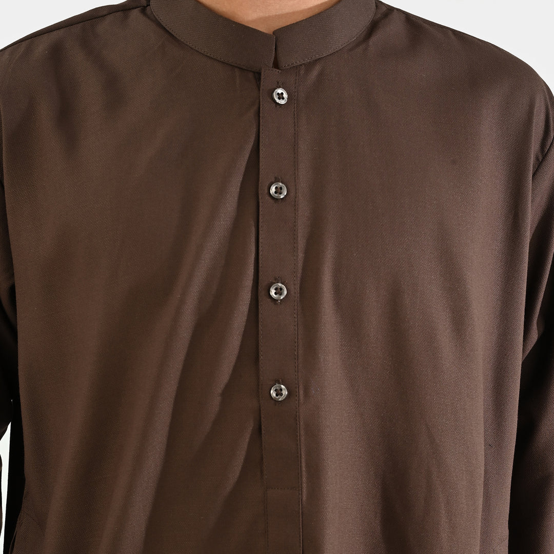 Boys Poly Viscose 3 Piece Suit (Earth Tone)-BROWN