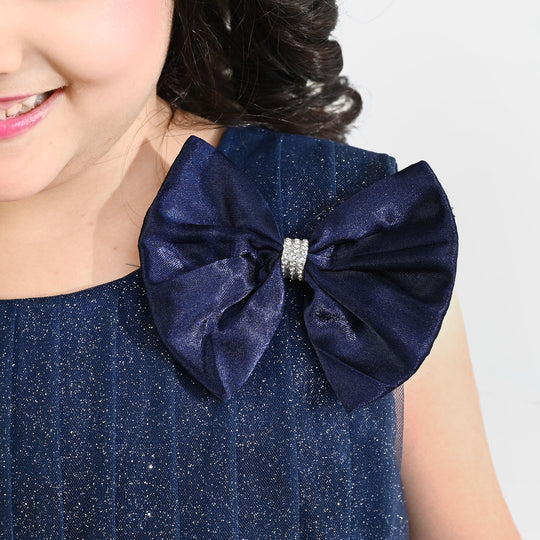 Girls Net Fancy Frock Shiny – Navy