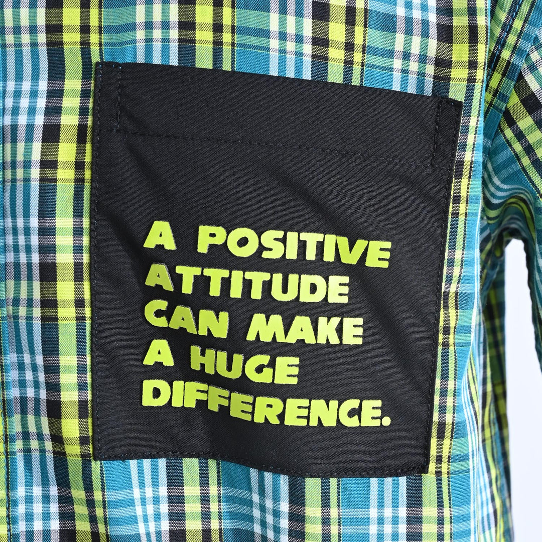 Boys Oxford Casual Shirt (Positive Attitude)-Green