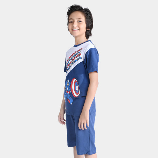 Boys Jersey/Terry 2 Piece Suit-W True/Navy