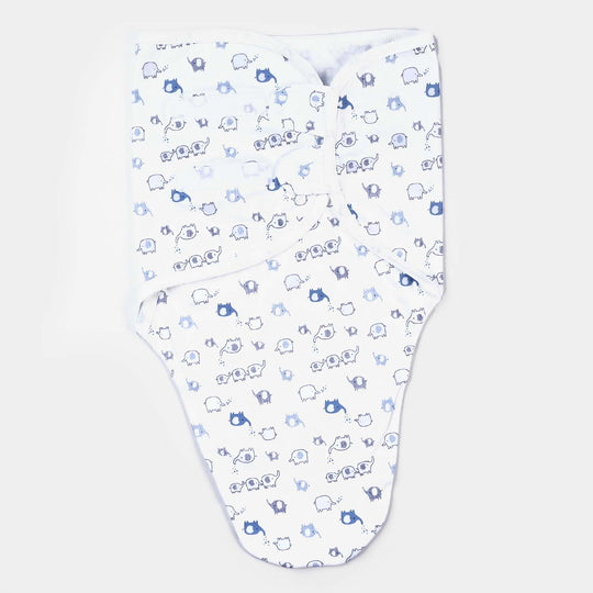 Infant Cotton Interlock Character Wrapping Sheet | White