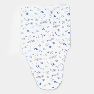 Infant Cotton Interlock Character Wrapping Sheet | White