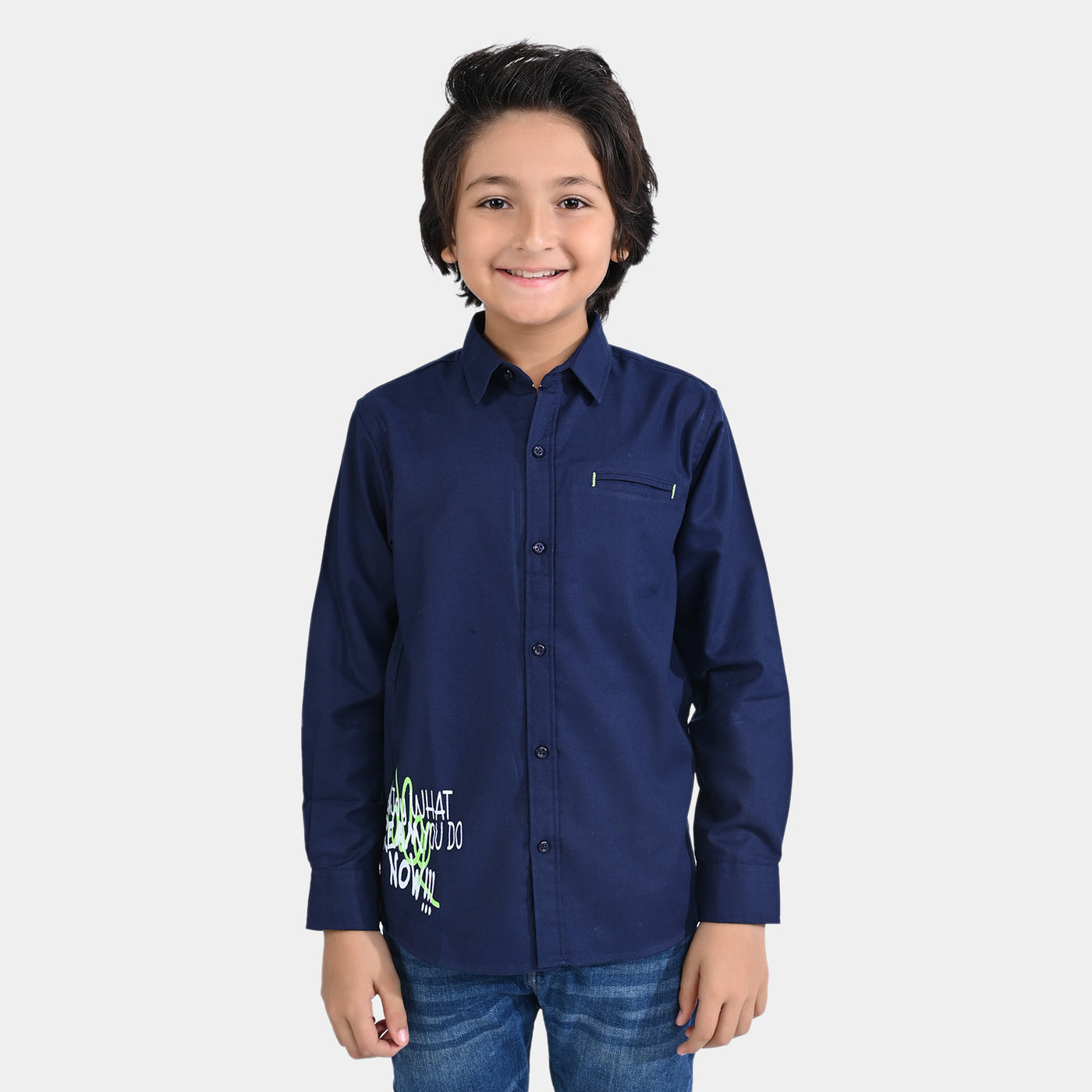 Boys Cotton Poplin Casual Shirt Get Ready-NAVY