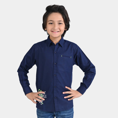 Boys Cotton Poplin Casual Shirt Get Ready-NAVY