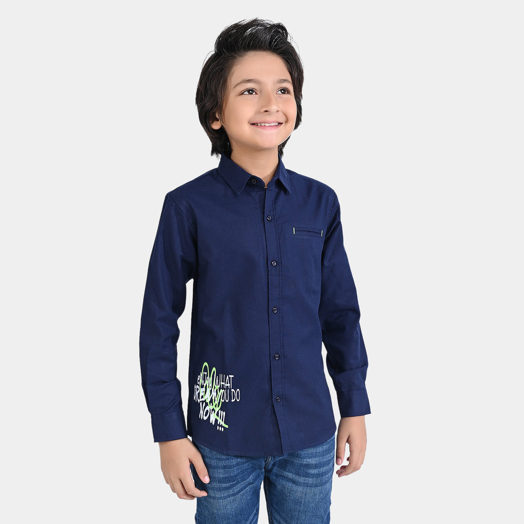 Boys Cotton Poplin Casual Shirt Get Ready-NAVY