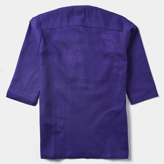 Infants Boys Cotton Slub Shalwar Suit (PIXEL MOTIF)-Purple