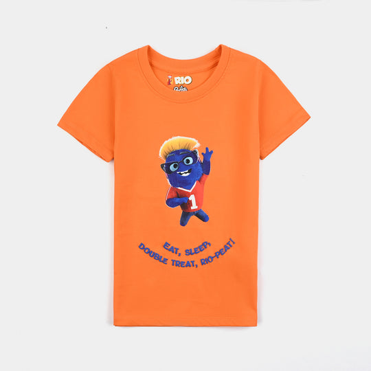 BP RIO MEET THE OBOS Boys Cotton Jersey T-Shirt H/S Studde-ORANGE