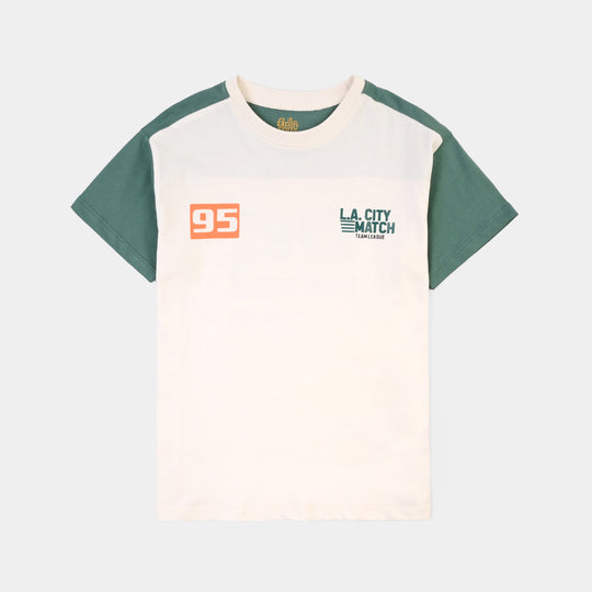 Boys Cotton Jersey T-Shirt La City- OFF White