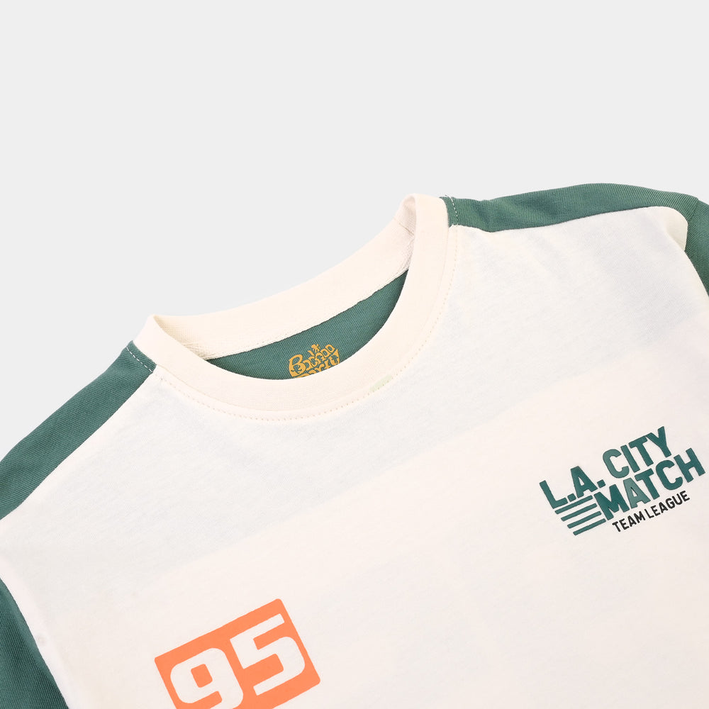 Boys Cotton Jersey T-Shirt La City- OFF White