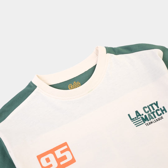 Boys Cotton Jersey T-Shirt La City- OFF White