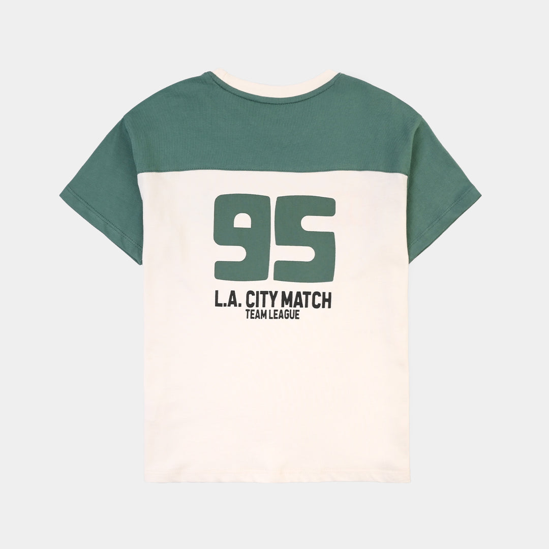 Boys Cotton Jersey T-Shirt La City- OFF White