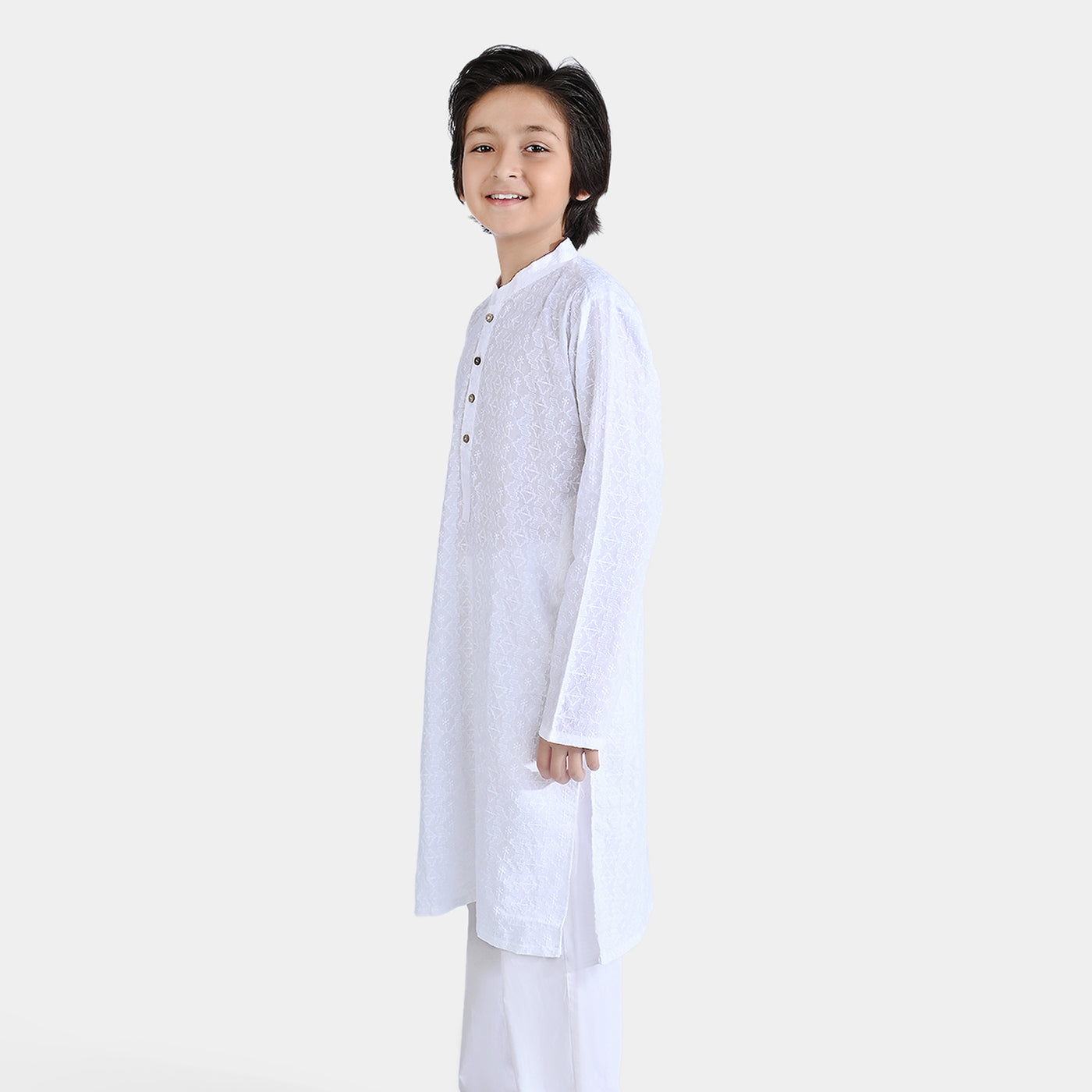 Boys Chicken Kari Basic Kurta-White