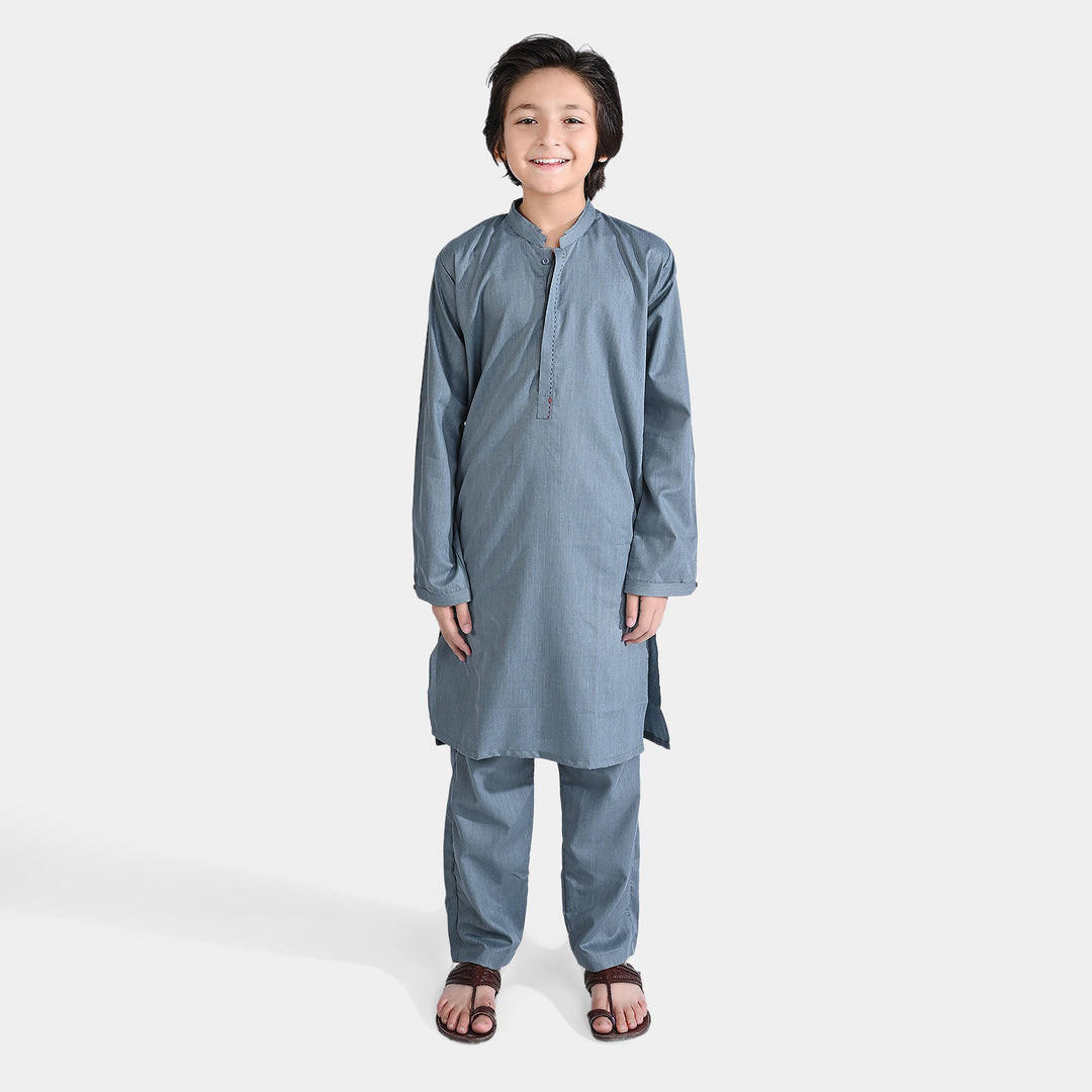 Boys Poly Viscose Shalwar Suit (Metal Stud)-GREY