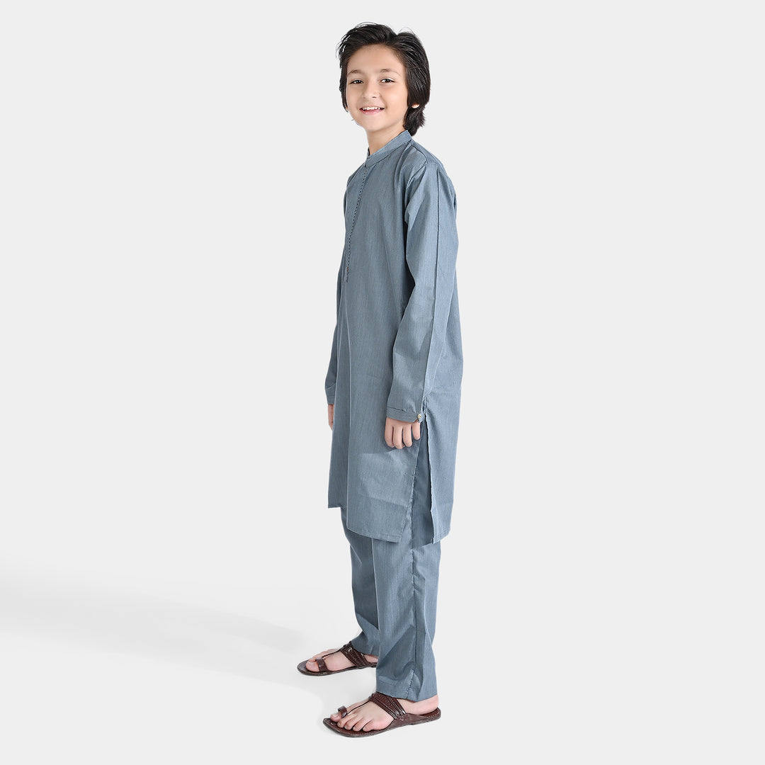 Boys Poly Viscose Shalwar Suit (Metal Stud)-GREY