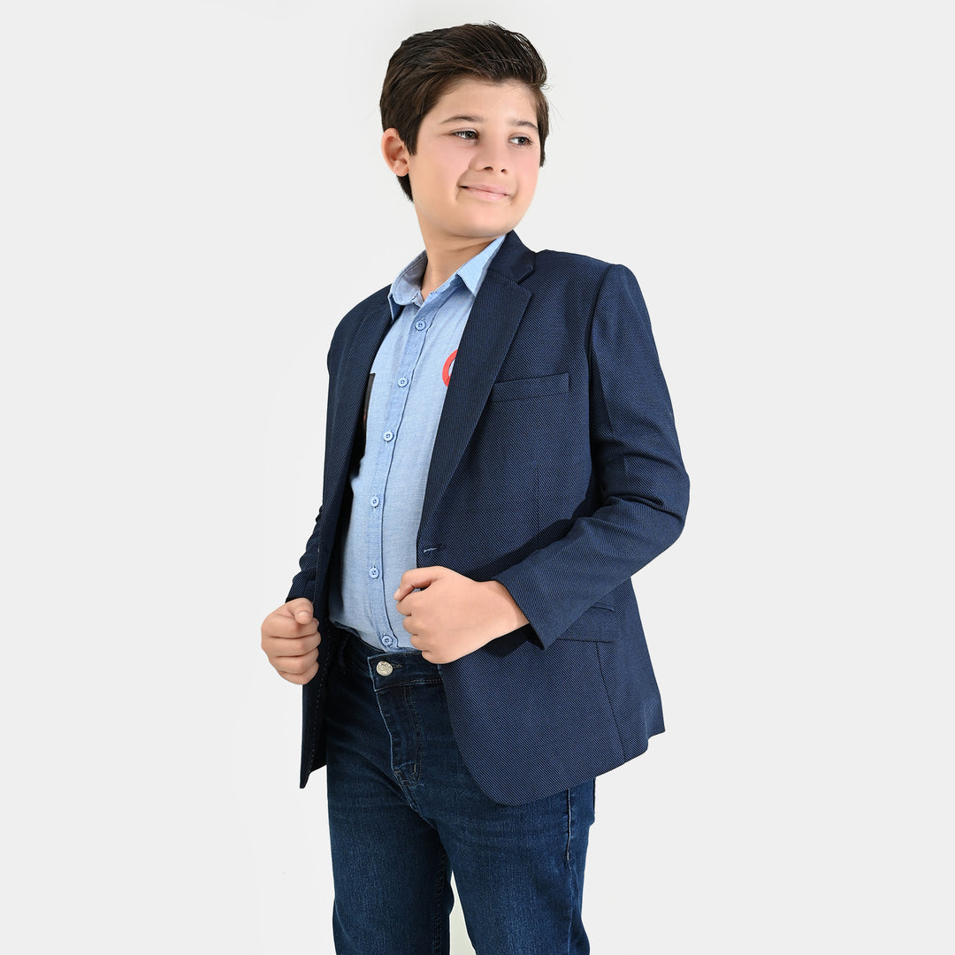 Boys Wool Blazer (Stitch)-BLUE