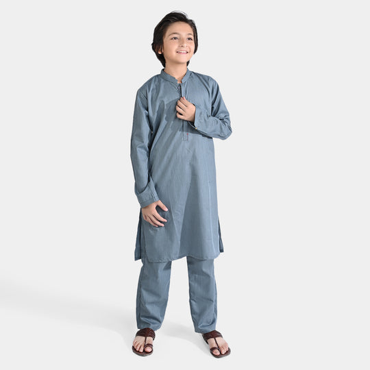 Boys Poly Viscose Shalwar Suit (Metal Stud)-GREY