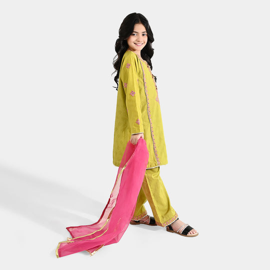 Girls Jacquard 3Pcs (Ishq) - Green