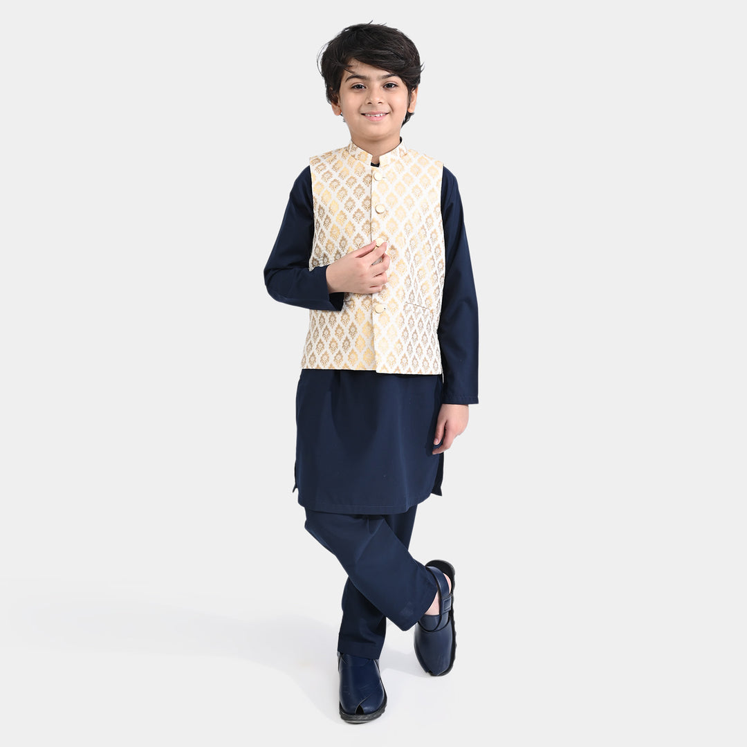 Boys 3-Piece Suit Classic-Navy/Off-White