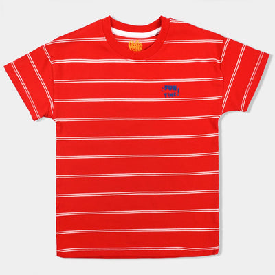 Boys Cotton Jersey T-Shirt Fun Time- Red