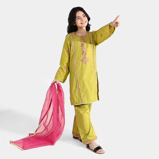 Girls Jacquard 3Pcs (Ishq) - Green