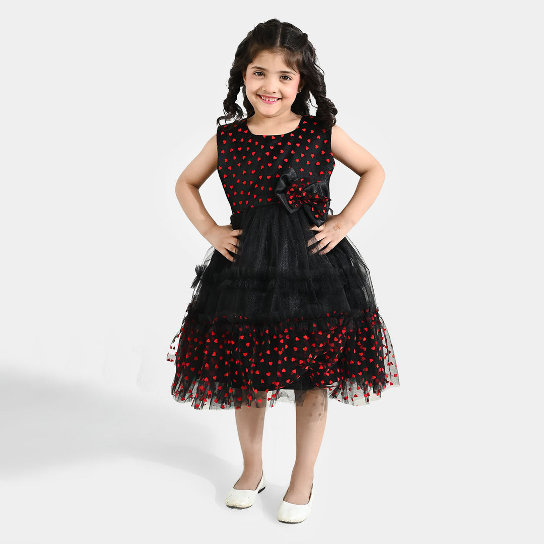 Girls Net Fancy Frock - Black