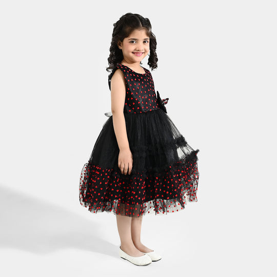 Girls Net Fancy Frock - Black