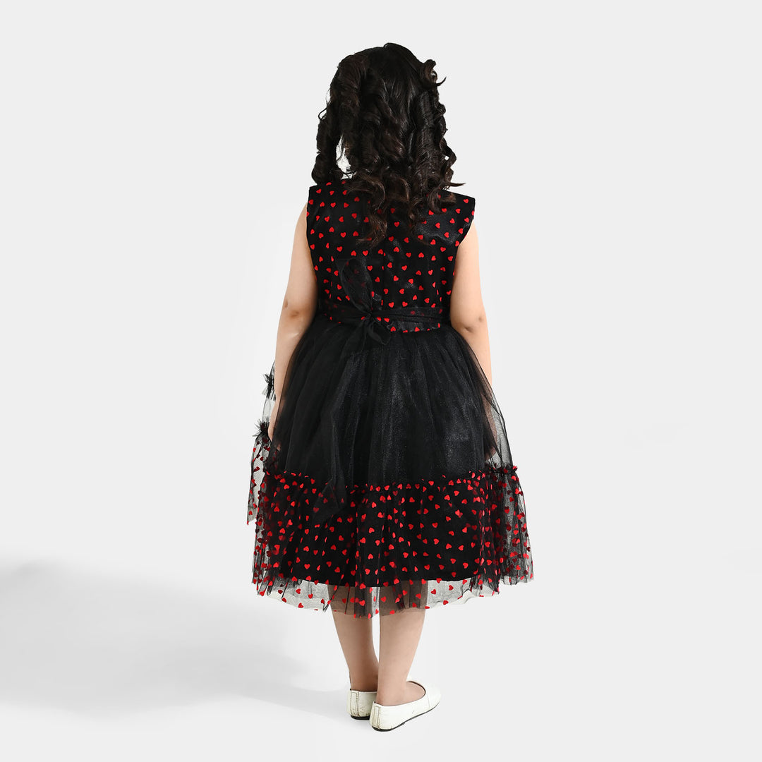 Girls Net Fancy Frock - Black
