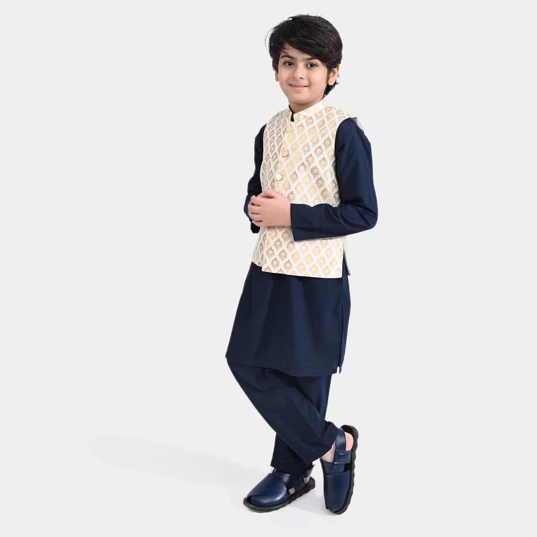 Boys 3-Piece Suit Classic-Navy/Off-White