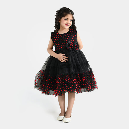 Girls Net Fancy Frock - Black
