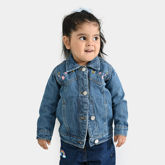 Infant Girls Denim Stretch Woven Jacket Floral Bee-LT.Blue