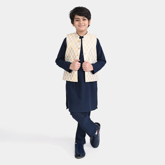 Boys 3-Piece Suit Classic-Navy/Off-White