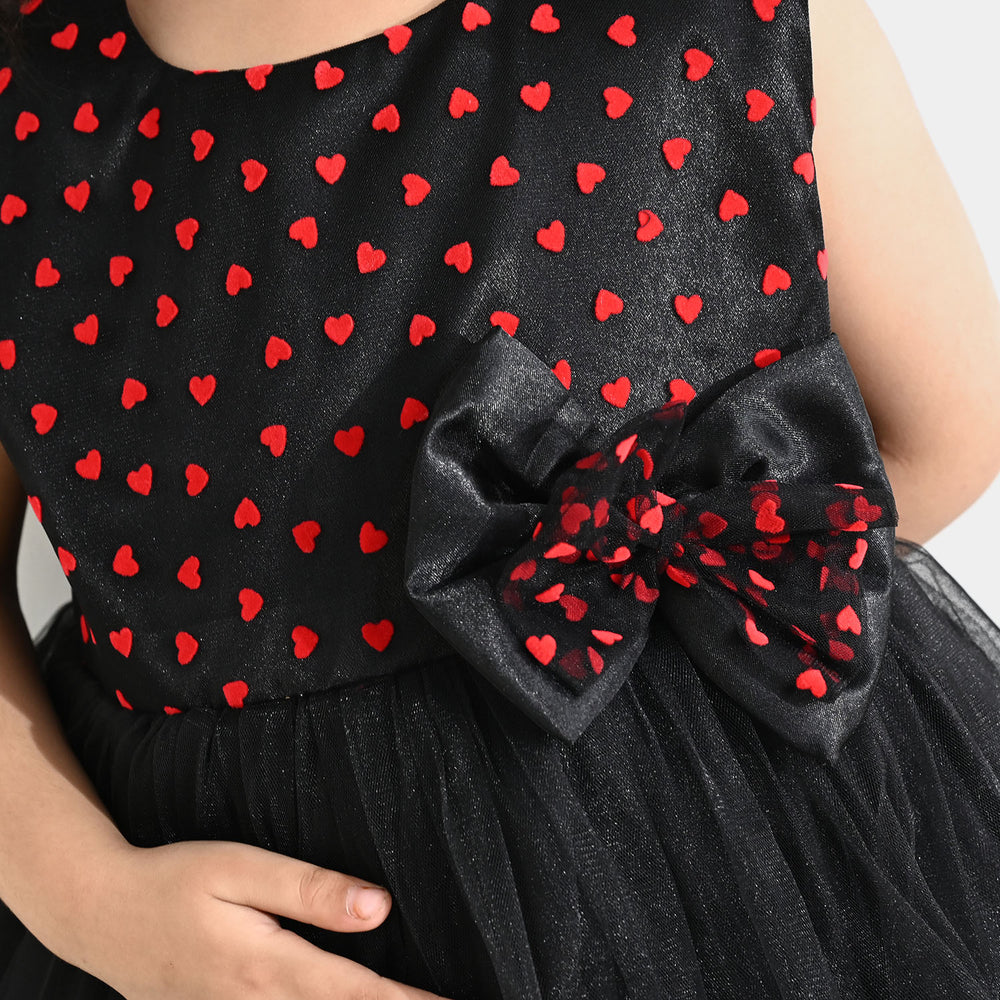 Girls Net Fancy Frock - Black