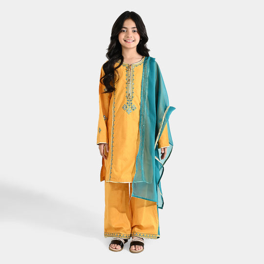 Girls Jacquard 3Pcs (Ishq) - Yellow