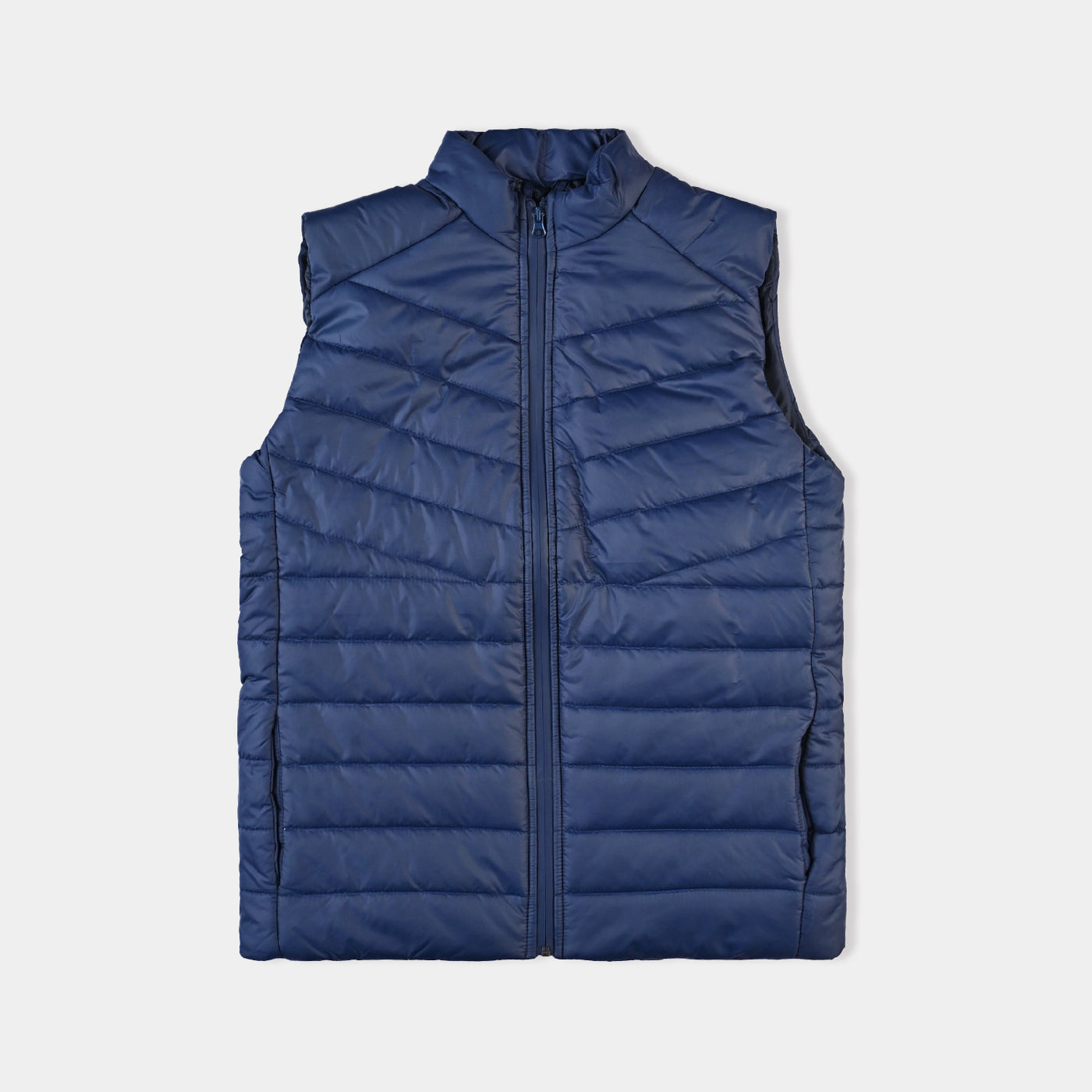 Teens Unisex Mix taffeta Sleeveless Puffer Jacket-NAVY